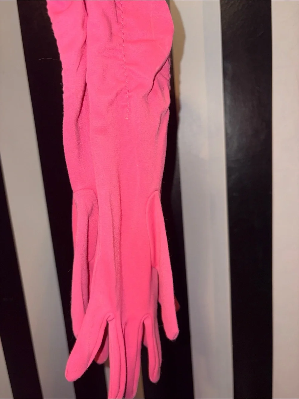 Vintage Pink Ruched Long Gloves Retro Formal Wear Fancy Dress